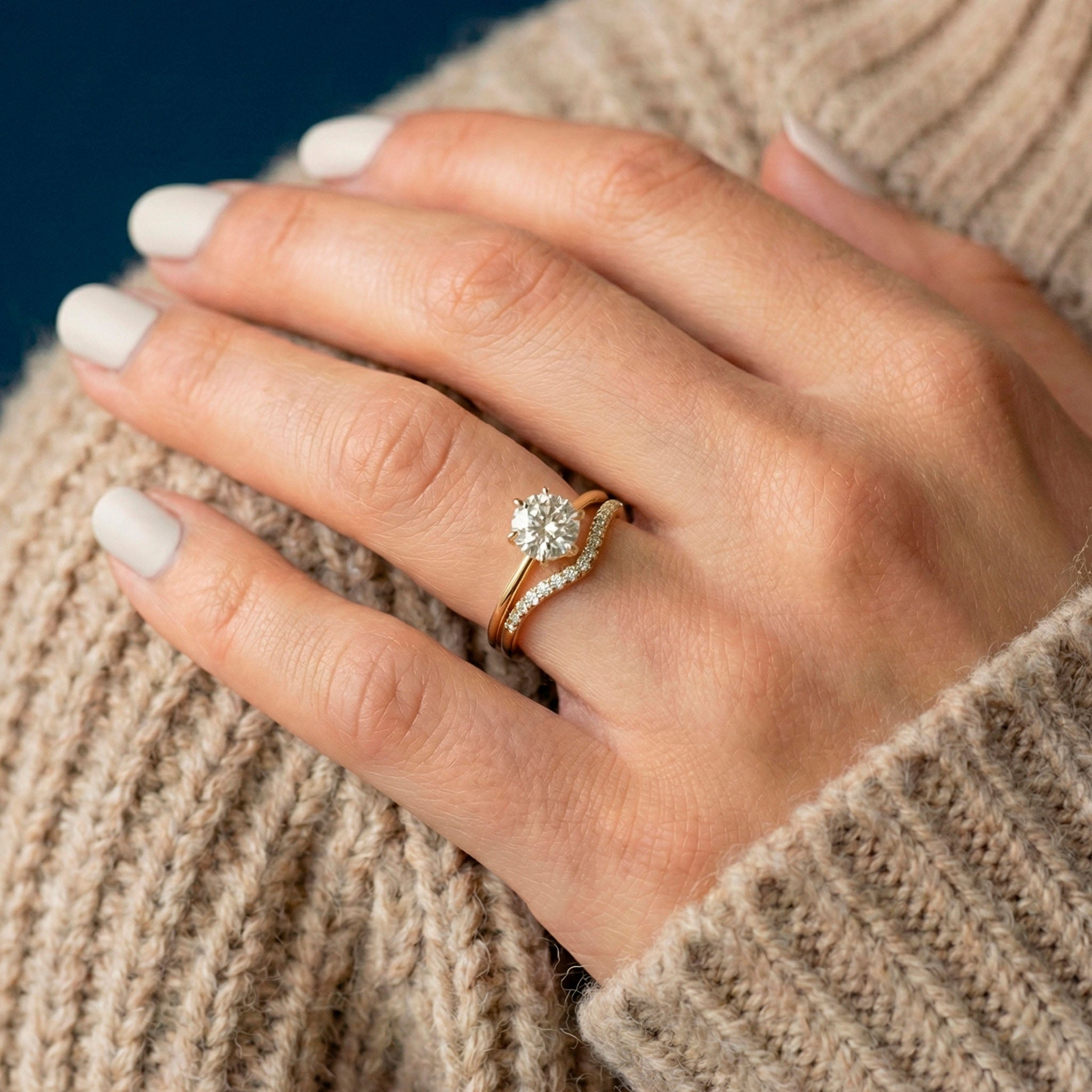 Light Ring | Curved Diamond Solitaire Wedding Band – PAROI